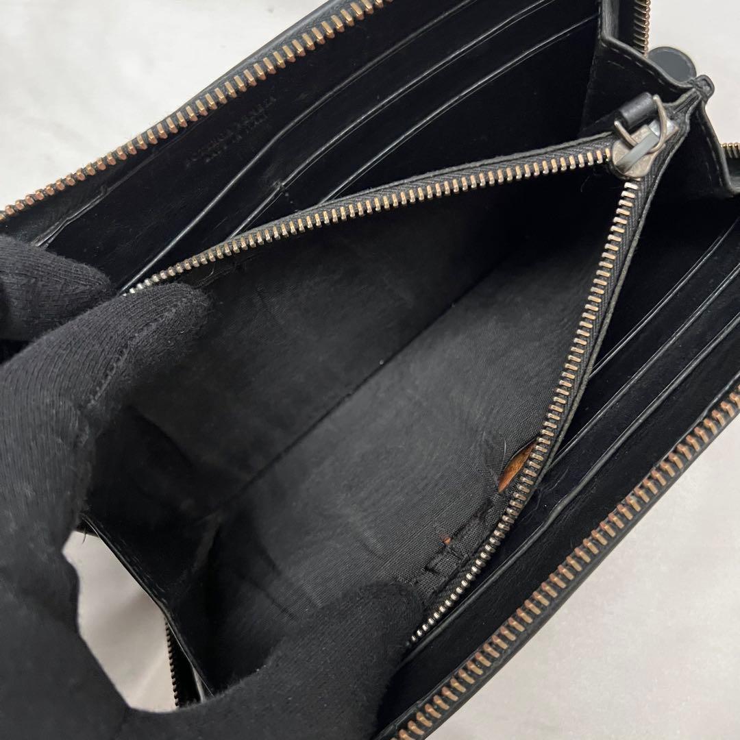 ◇美品◇ボッテガヴェネタ　長財布　ラウンドジップ　ブラック　イントレチャートgg