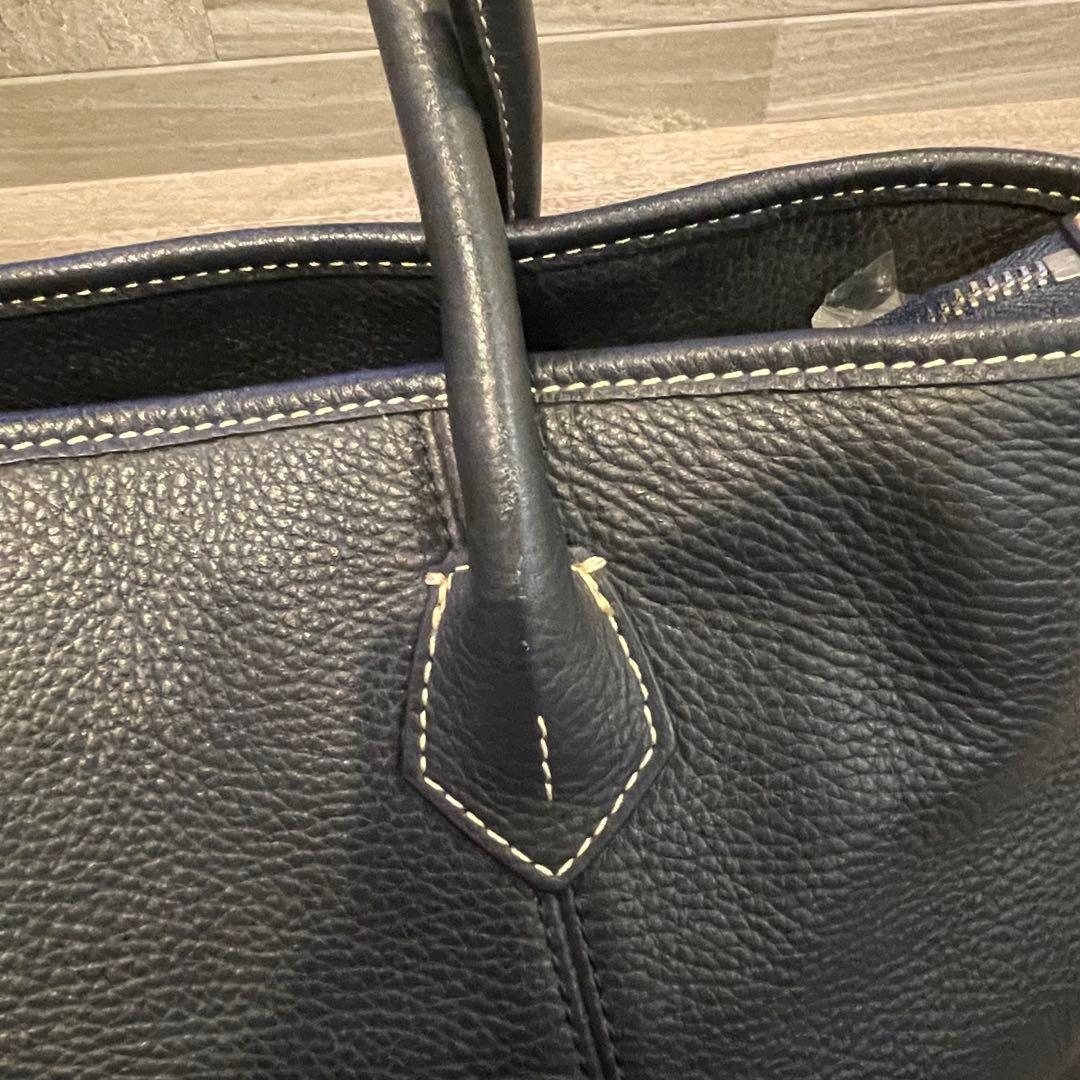 バーニーズニューヨーク レザー ネイビー トートバッグ