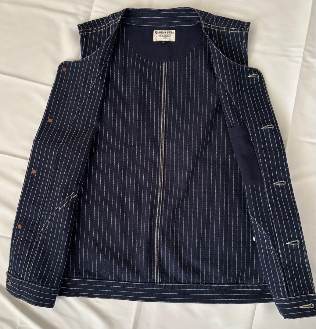 Schott ショット オールドヒッコリー デニムベスト XL ピンストライプ
