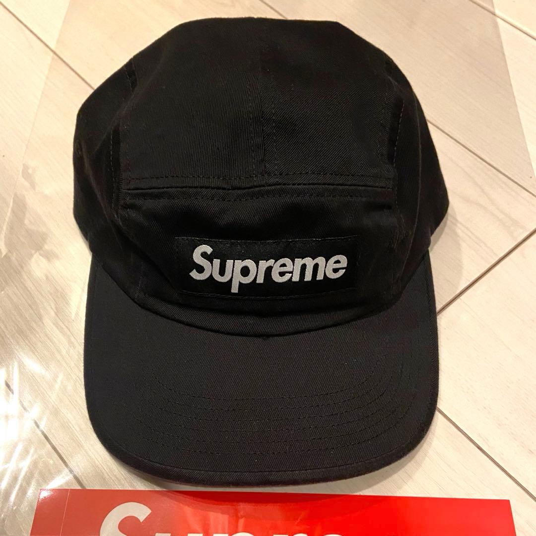 新品 Supreme Washed Chino Twill Camp Cap 黒
