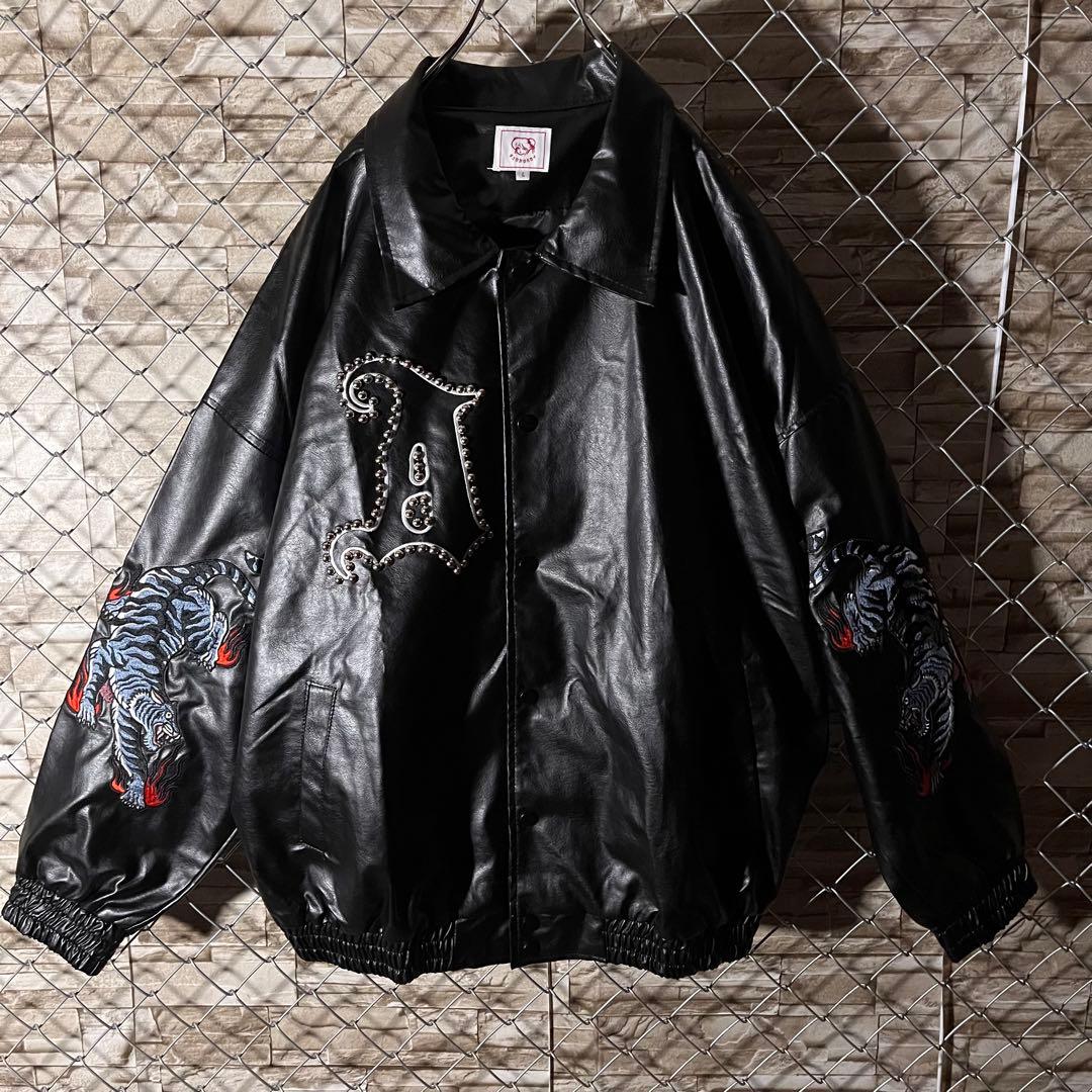 【値下交渉歓迎】チュウカタベタイ　タイガー　レザージャケット　Lサイズ　美品