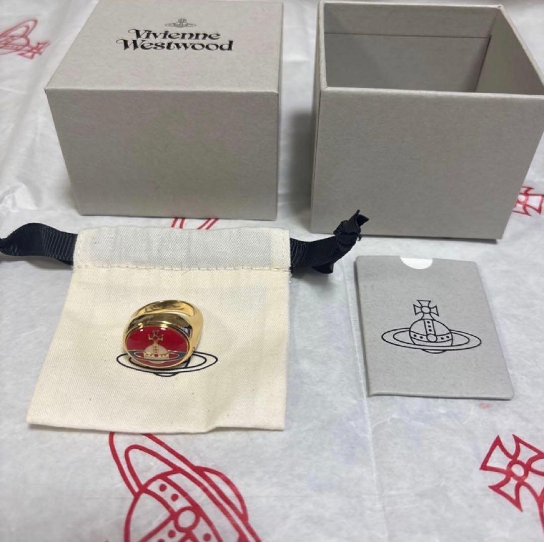 ヴィヴィアンウエストウッド　エナメルオーブボタンリング　レッドSサイズ新品未使用
