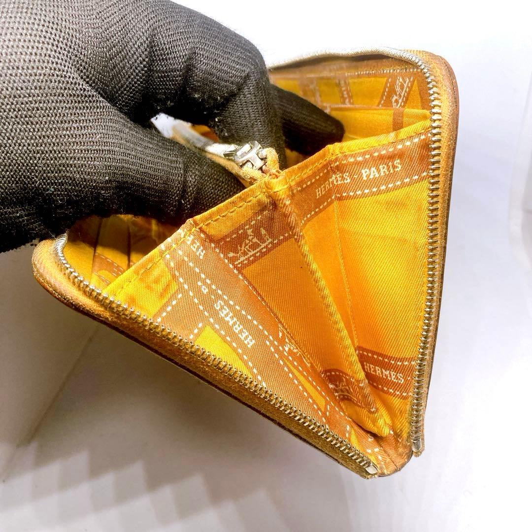 981 エルメス　アザップロング　長財布　オレンジ　ラウンドファスナー