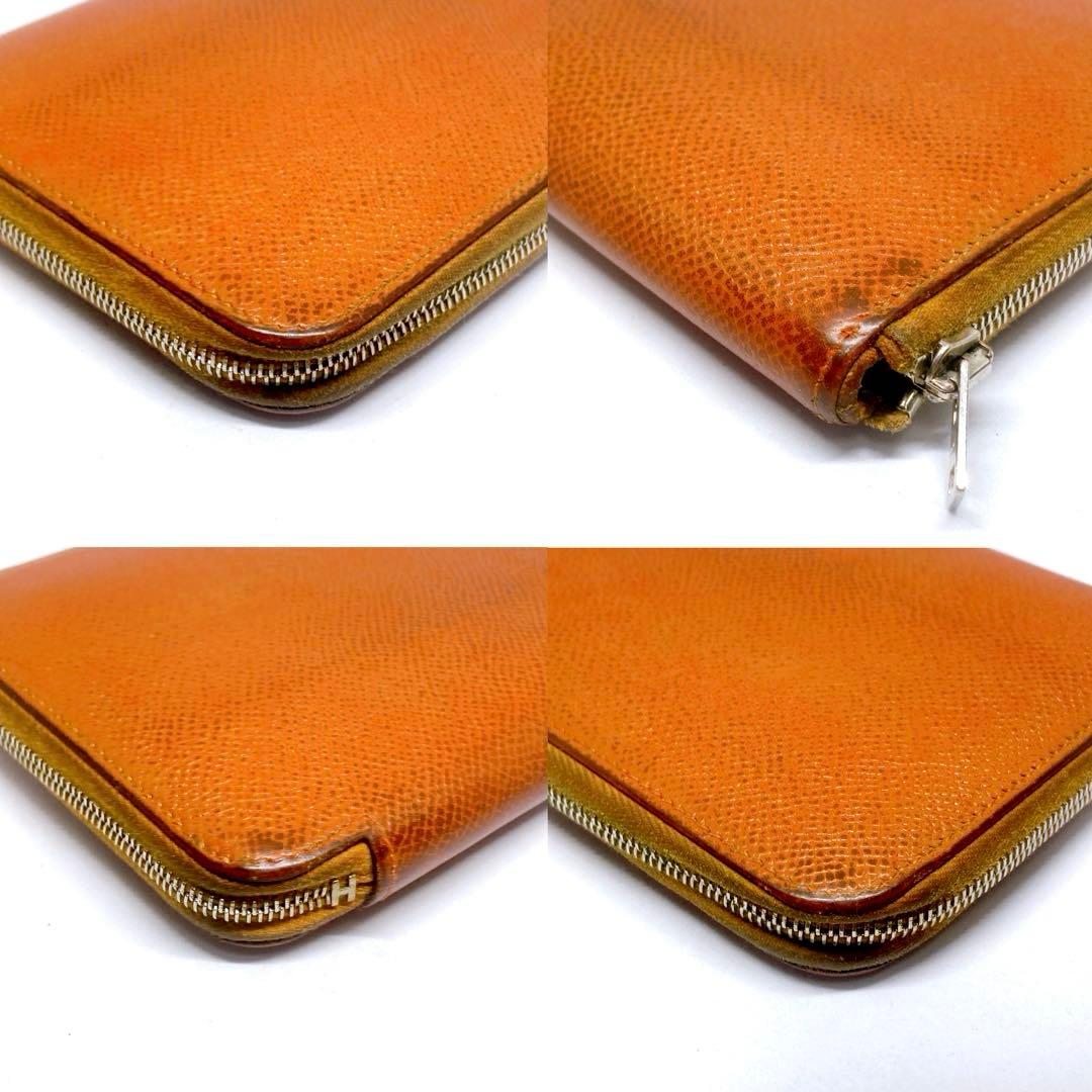 981 エルメス　アザップロング　長財布　オレンジ　ラウンドファスナー