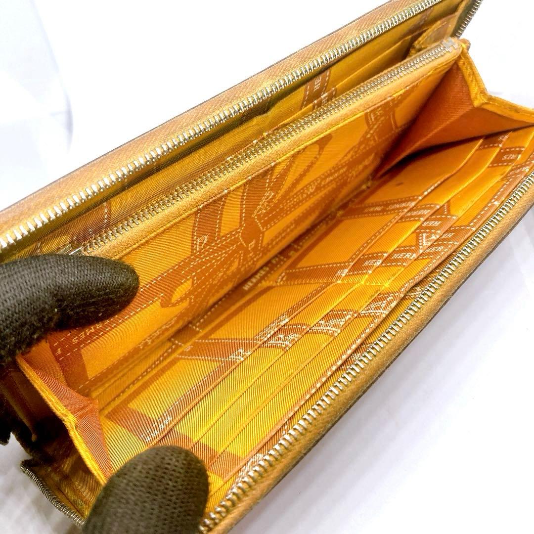 981 エルメス　アザップロング　長財布　オレンジ　ラウンドファスナー