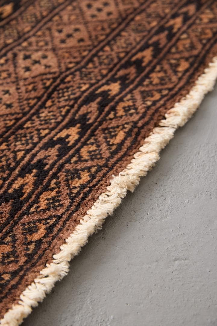 ヴィンテージラグ　トライバルラグ　ラホール産（119×76cm）青　茶　グレー