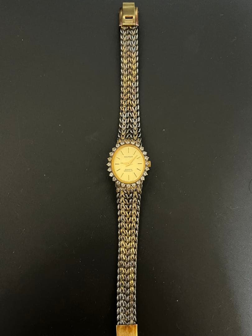 WALTHAM ウォルサム ダイヤ風ベゼル クォーツ腕時計 シルバー925