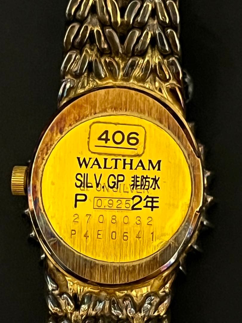 WALTHAM ウォルサム ダイヤ風ベゼル クォーツ腕時計 シルバー925