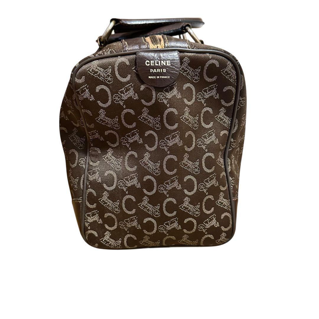 【極美品✨】CELINE Cマカダム ミニボストンバッグ 馬車金具 レザー