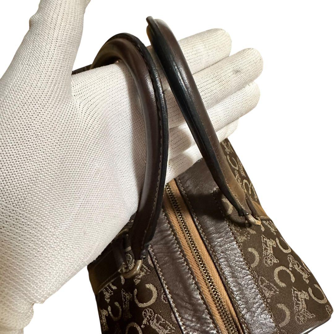 【極美品✨】CELINE Cマカダム ミニボストンバッグ 馬車金具 レザー