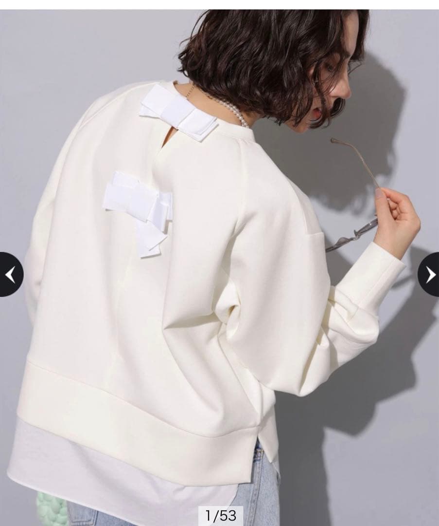 アルページュストーリー　カタログ掲載　全国完売カラー上品ダブルリボンプルオーバー