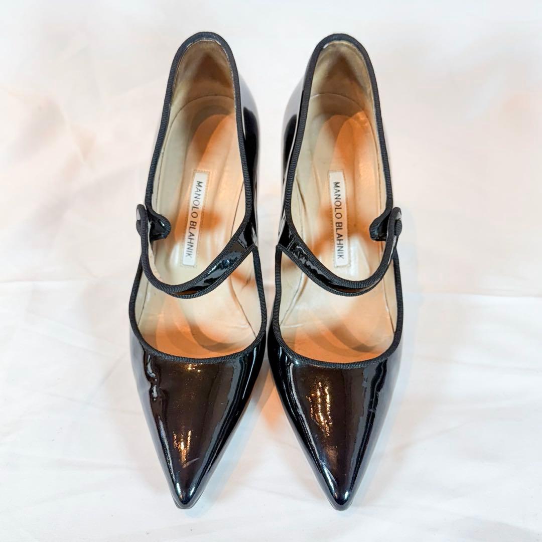 【美品】マノロブラニク パテント メリージェーン 黒 39