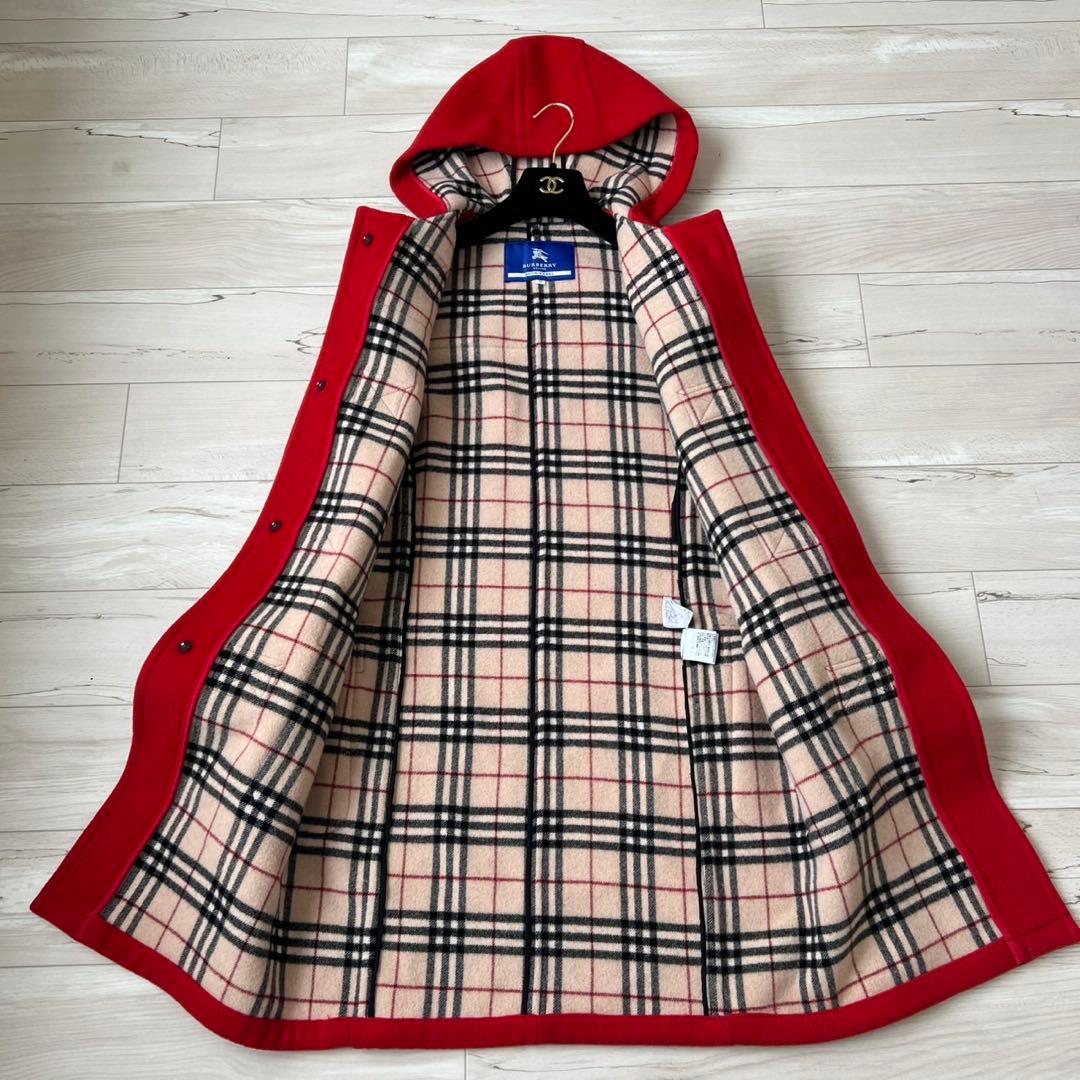 バーバリーブルーレーベル　ロングダッフルコート　ノバチェック　ダブルフェイス