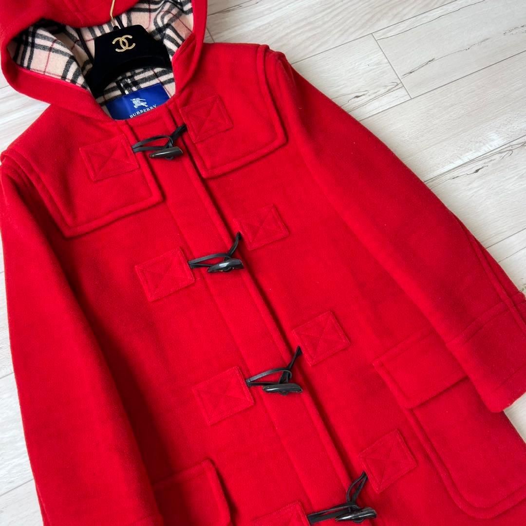 バーバリーブルーレーベル　ロングダッフルコート　ノバチェック　ダブルフェイス