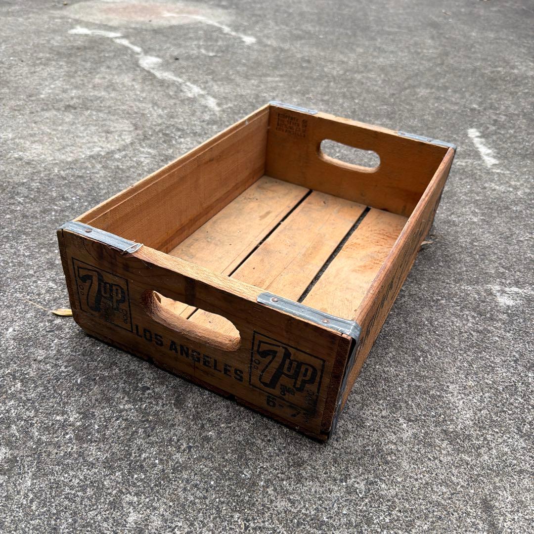1971年製　70s 7UP ヴィンテージ　木製　ウッド　ボックス　コンテナ
