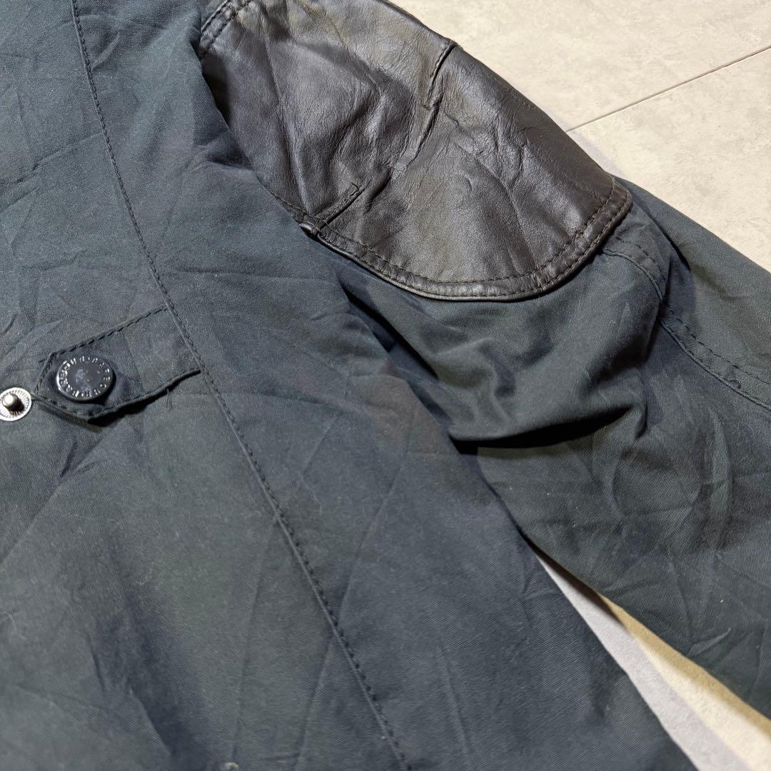 Barbour OGSTON WAXED JKT レザーエルボーパッチ ネイビー