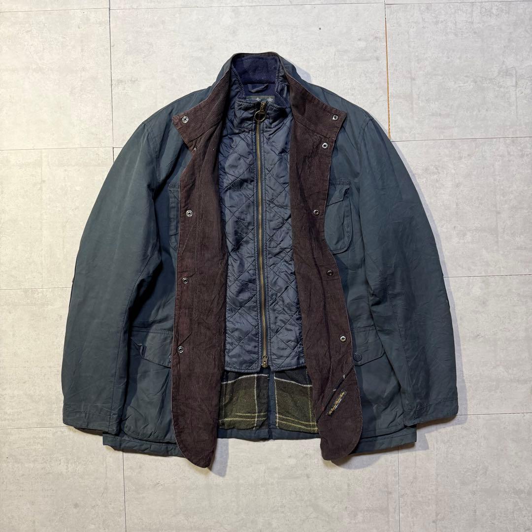 Barbour OGSTON WAXED JKT レザーエルボーパッチ ネイビー