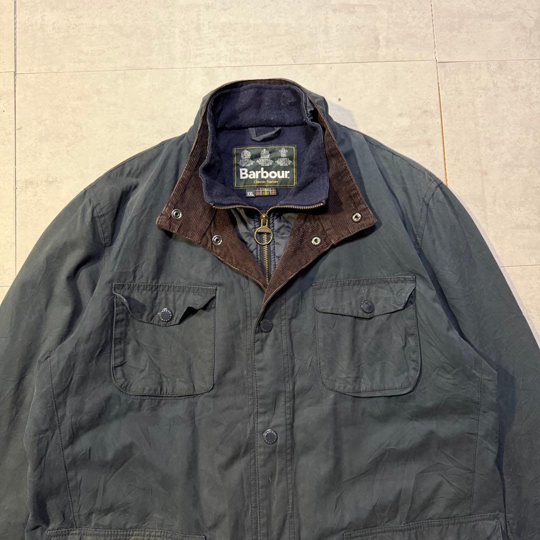 Barbour OGSTON WAXED JKT レザーエルボーパッチ ネイビー