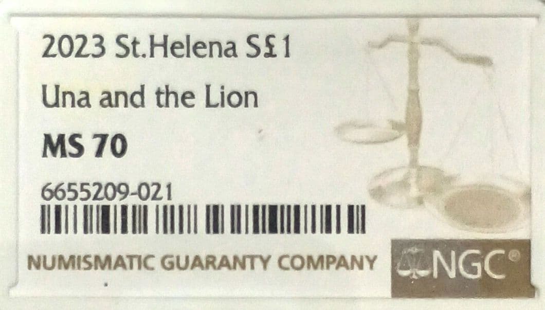 2023 セントヘレナ ウナとライオン 1ポンド銀貨 NGC MS70