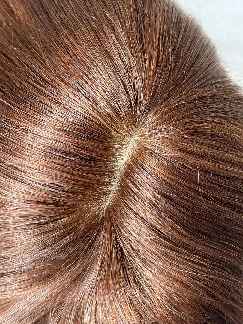 【最高級】人毛100% フルウィッグ 40cm ブラウン 医療用 自然なつむじ