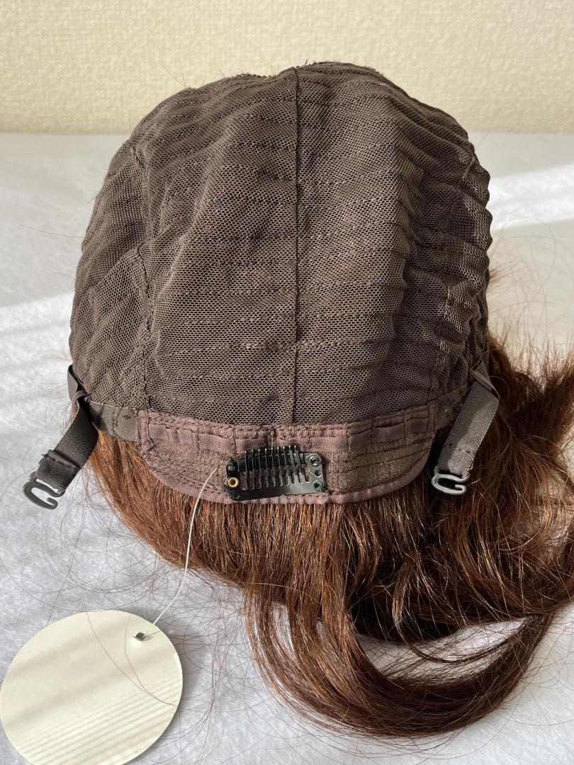 【最高級】人毛100% フルウィッグ 40cm ブラウン 医療用 自然なつむじ