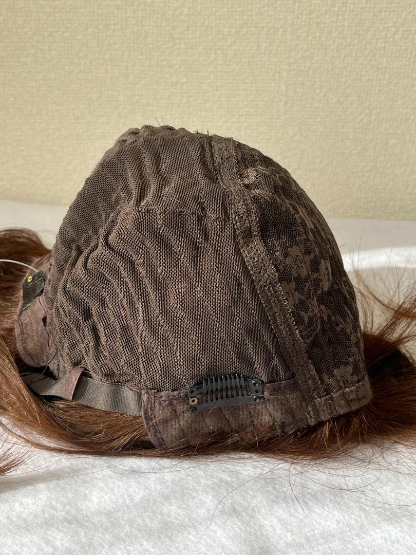 【最高級】人毛100% フルウィッグ 40cm ブラウン 医療用 自然なつむじ