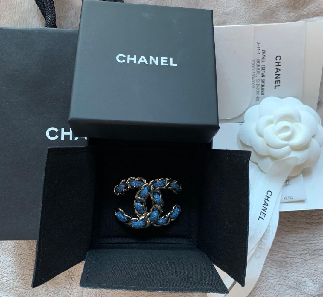 CHANEL シャネル　デニムブローチ　ココマーク　シルバー