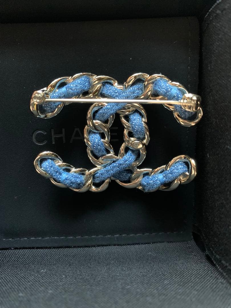 CHANEL シャネル　デニムブローチ　ココマーク　シルバー