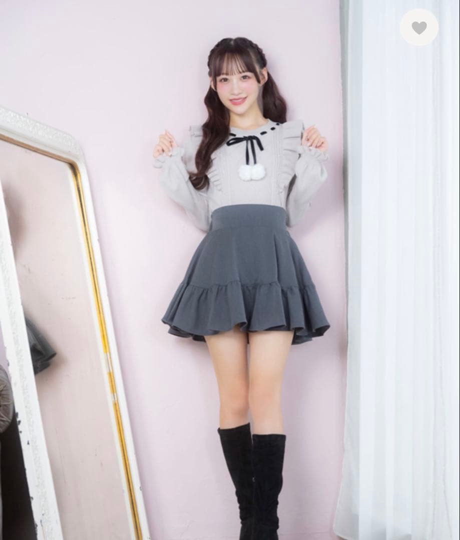 evelyn ファーリボンフリルニット