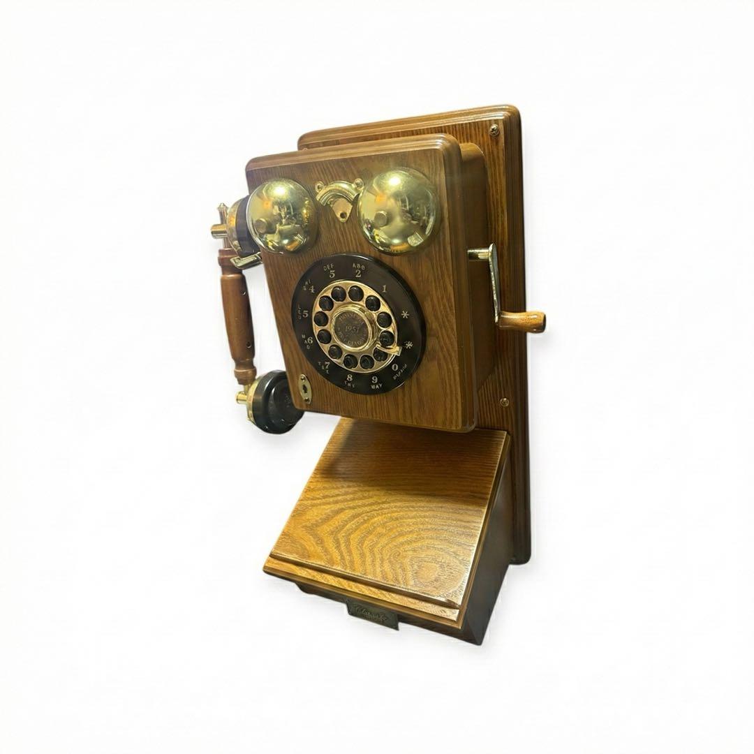 6*f様 アンティーク電話機 木製 COUNTRY 1927 昭和レトロ 布巻き