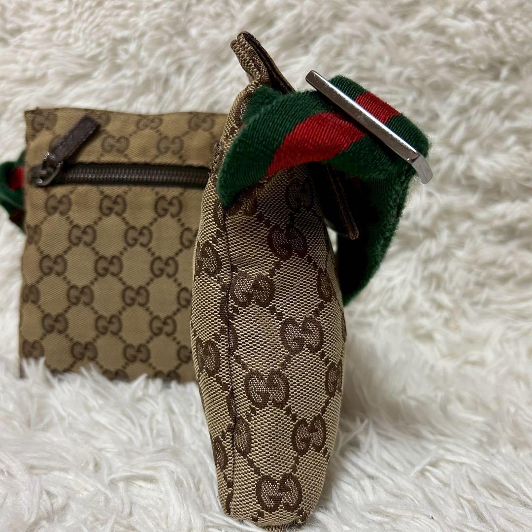 GUCCI グッチ GGキャンバス シェリーライン ボディバッグ ベージュ