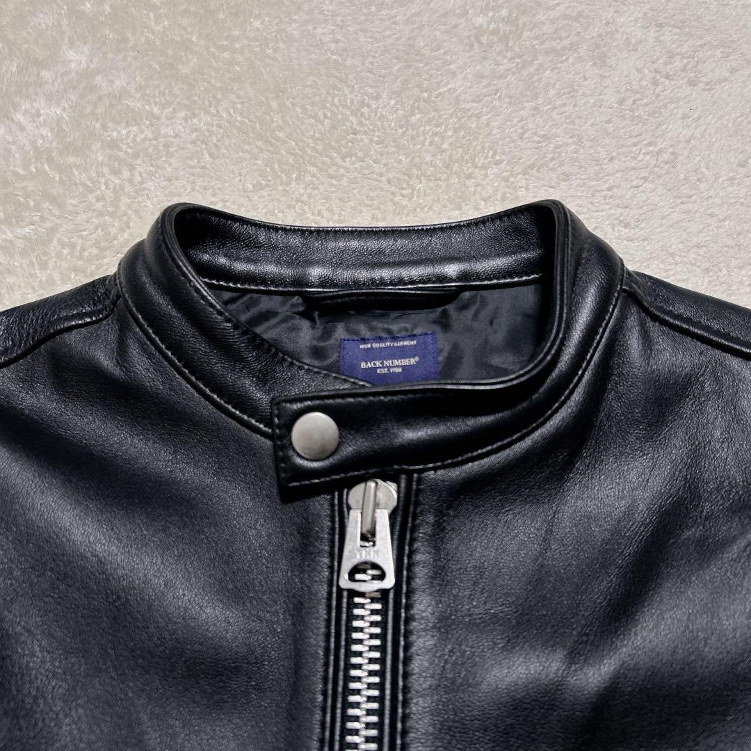 美品 BACK NUMBER 本革 シングルライダース M 黒 ラムレザー