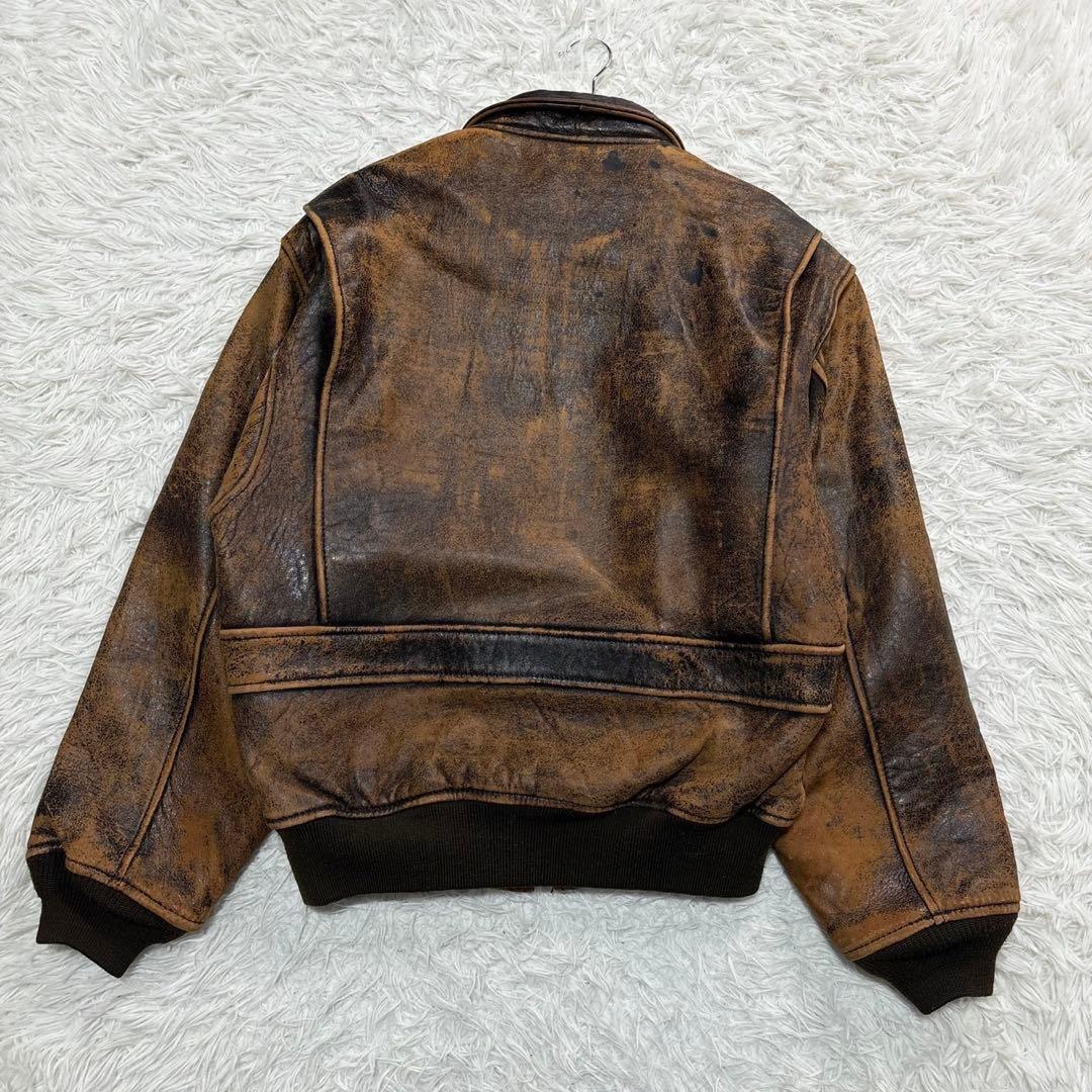 希少✨AVIREX 80s G-2 レザーフライトジャケット ダメージ加工 総柄