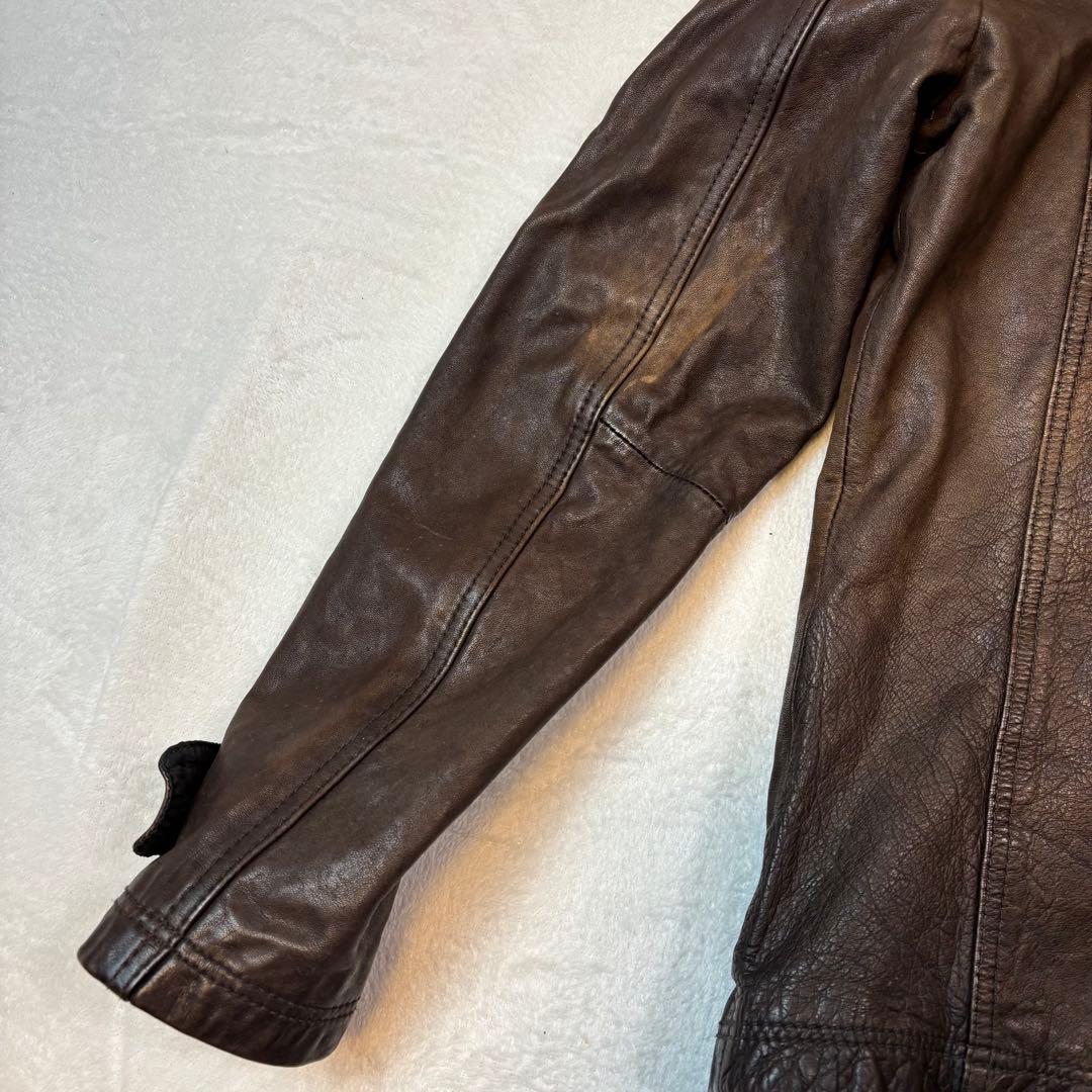 【高級馬革】5351プールオム　シングルライダース レザージャケット ブラウン