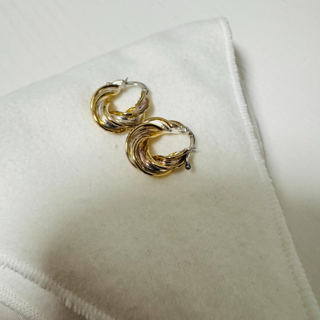 【箱付】BOTTEGA VENETA フープ　ピアス　ツイスト　Ag925