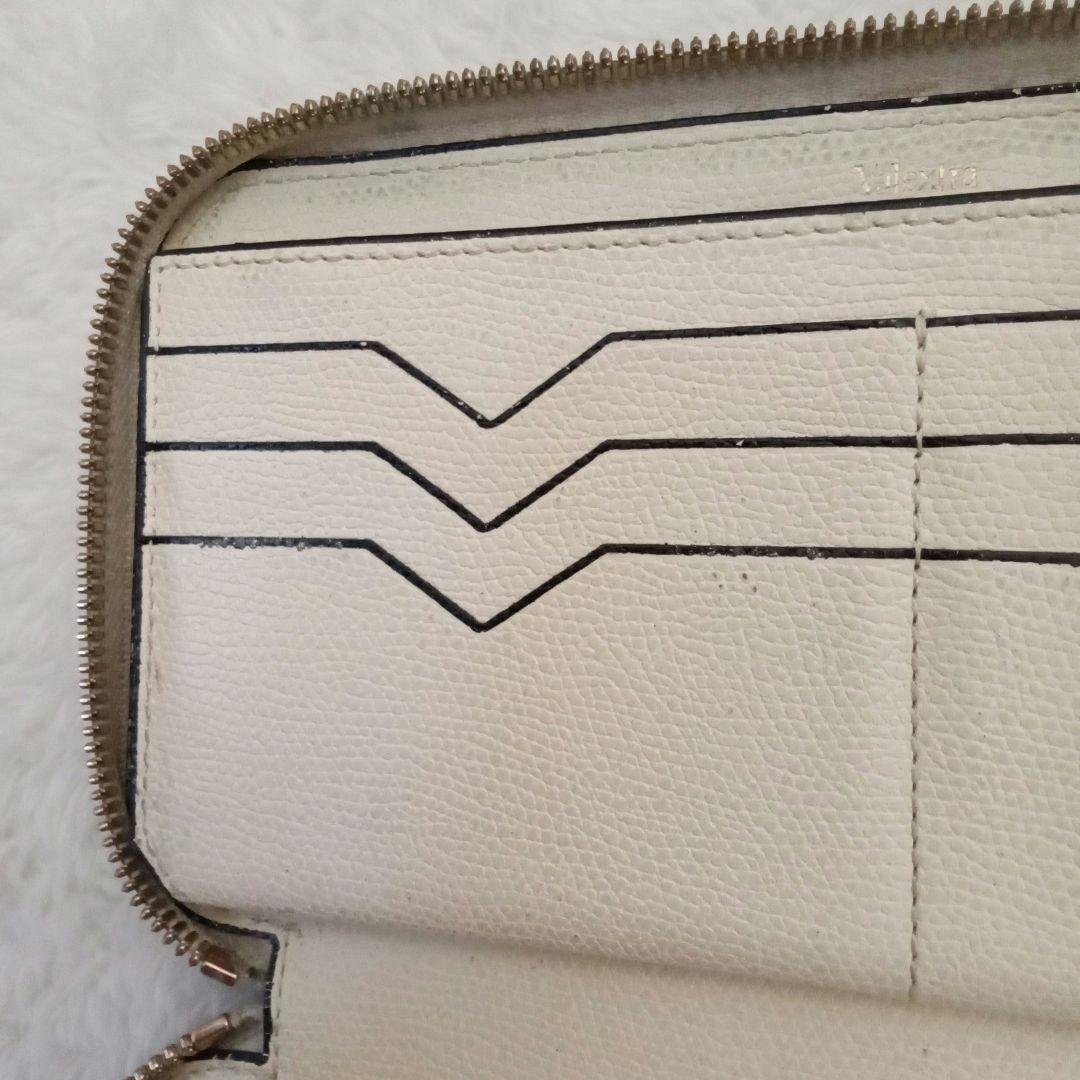 Valextra ヴァレクストラ ラウンドジップ 長財布アイボリー ベージュ 白