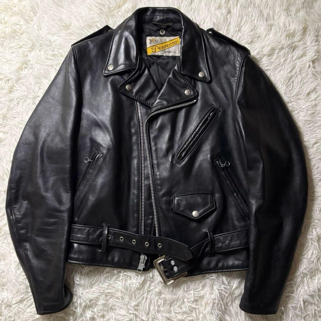 美品✨Schott USA製 ダブルライダース 硬革 38