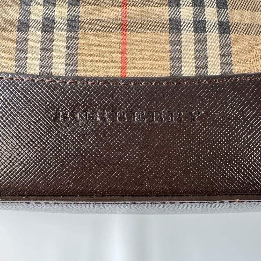 良品　バーバリー リュック 巾着 フラップ ノバチェック シャドーホース