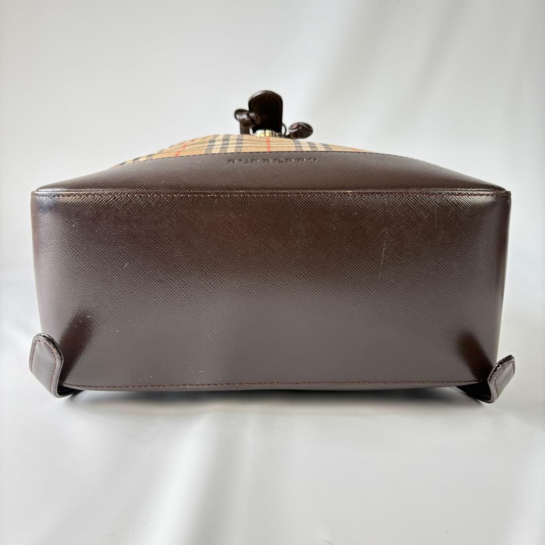 良品　バーバリー リュック 巾着 フラップ ノバチェック シャドーホース
