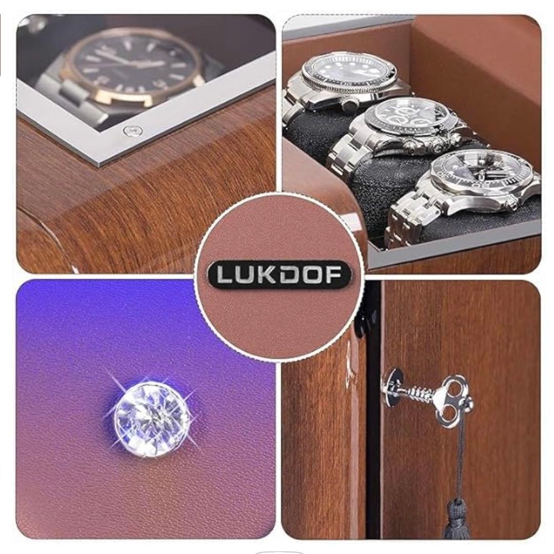 lukdof 新作 2本巻き上げ& 3本収納 腕時計 ウォッチワインダー