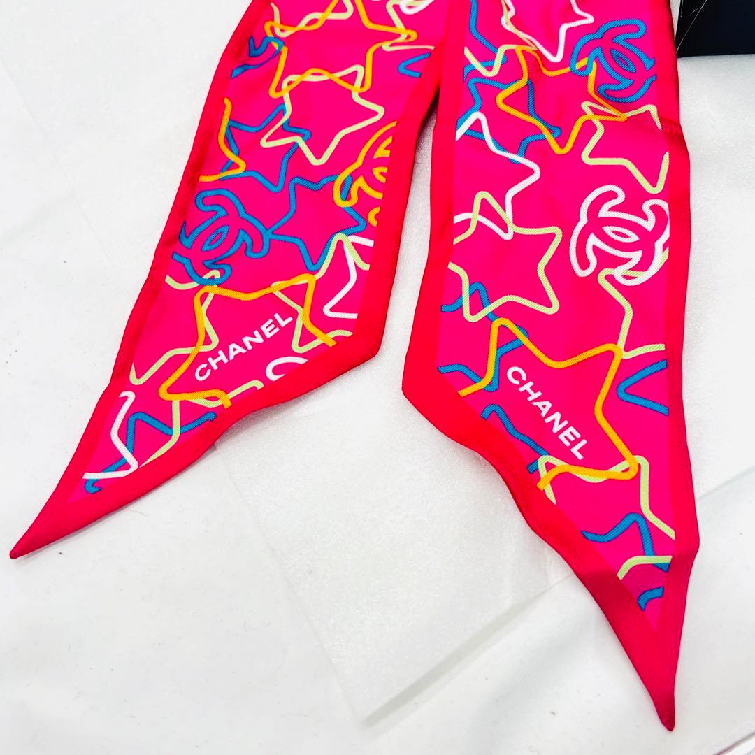 希少　CHANEL シャネル リボン　シュシュ ココマーク ロゴ シルク