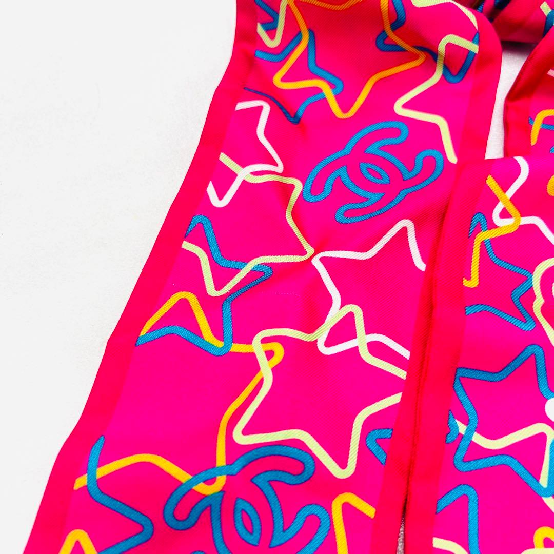 希少　CHANEL シャネル リボン　シュシュ ココマーク ロゴ シルク