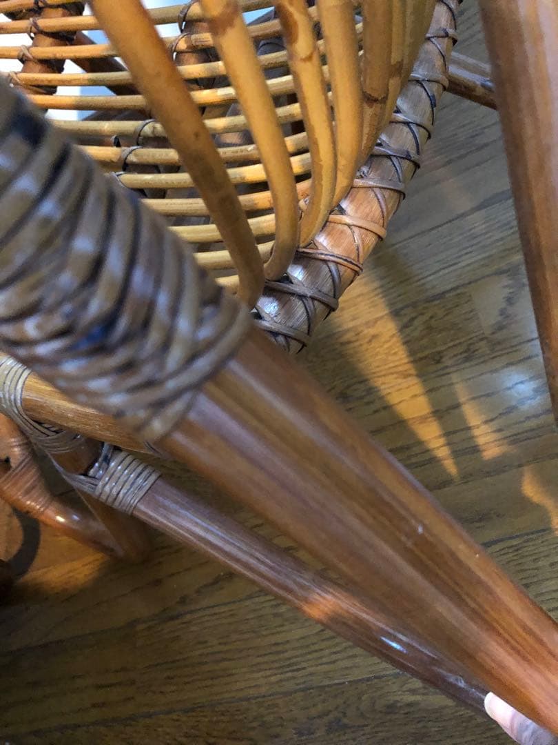 ラタン アーチ型椅子 ブラウン