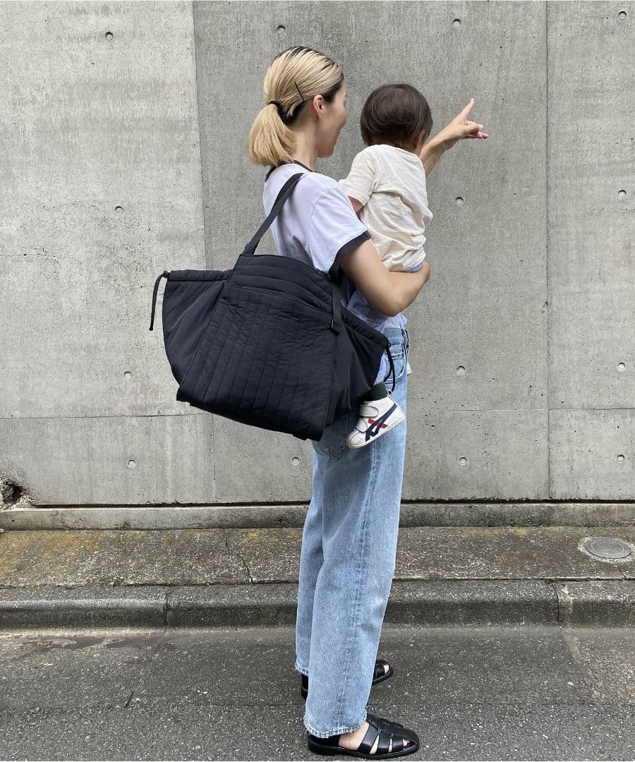 【SOLPRESA】黒/ソルプレーサ/洗えるキルティングトートマザーズバッグ