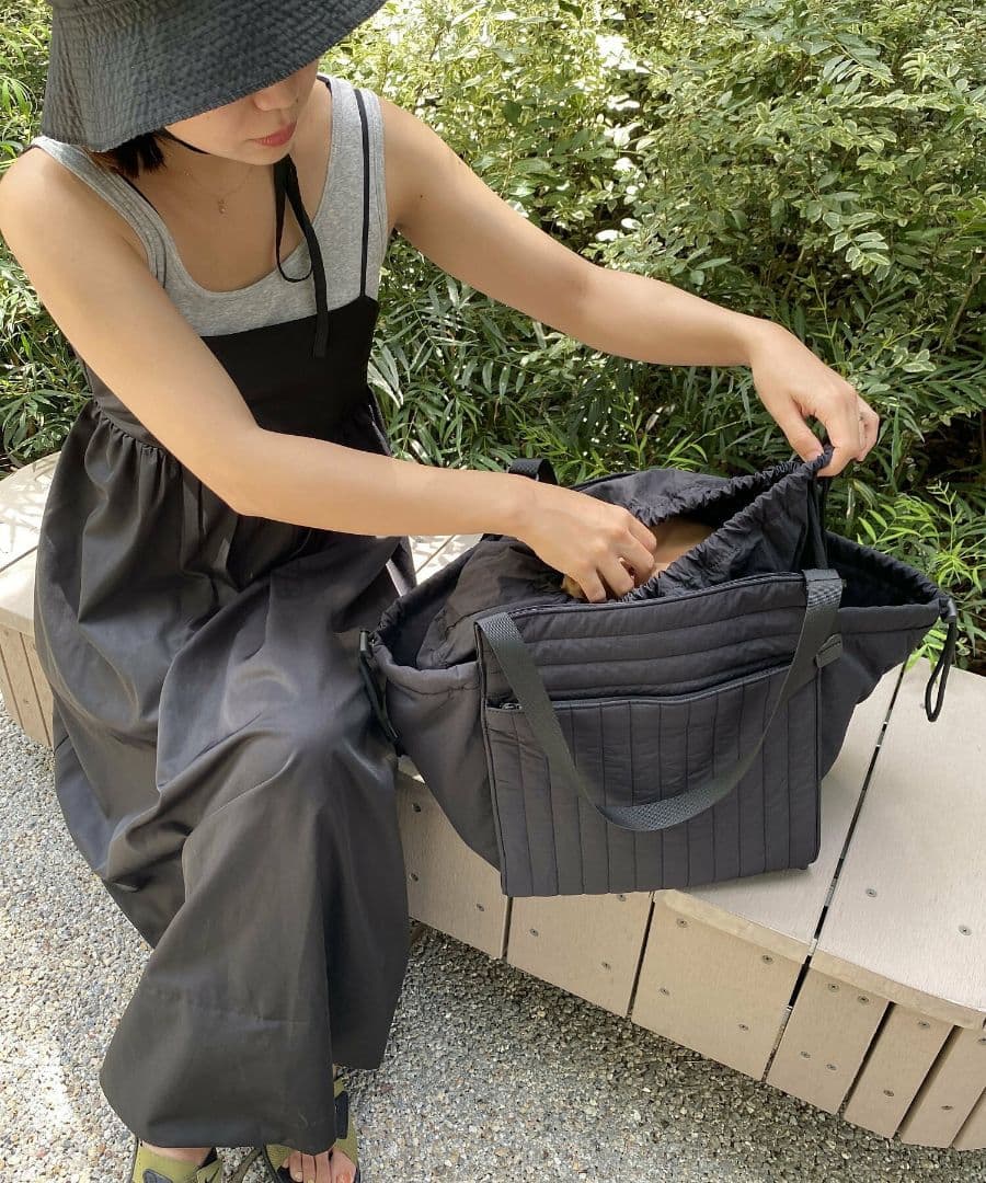 【SOLPRESA】黒/ソルプレーサ/洗えるキルティングトートマザーズバッグ