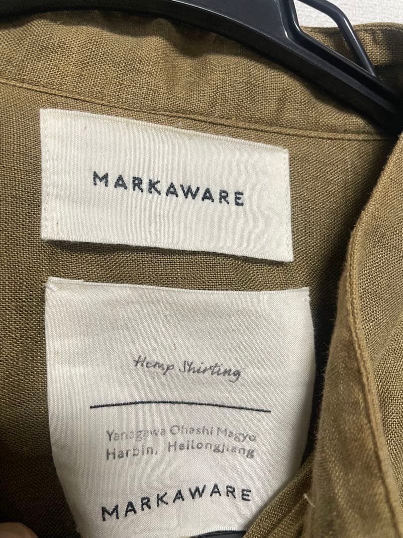 美品　MARKAWARE ヘンプシャツ オリーブ色 長袖