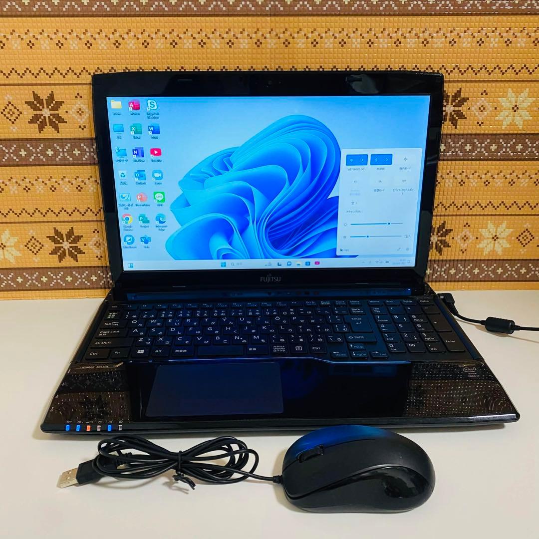 Y8 Fujitsuノートパソコンi7メモリ8G高速Windows11オフィス付