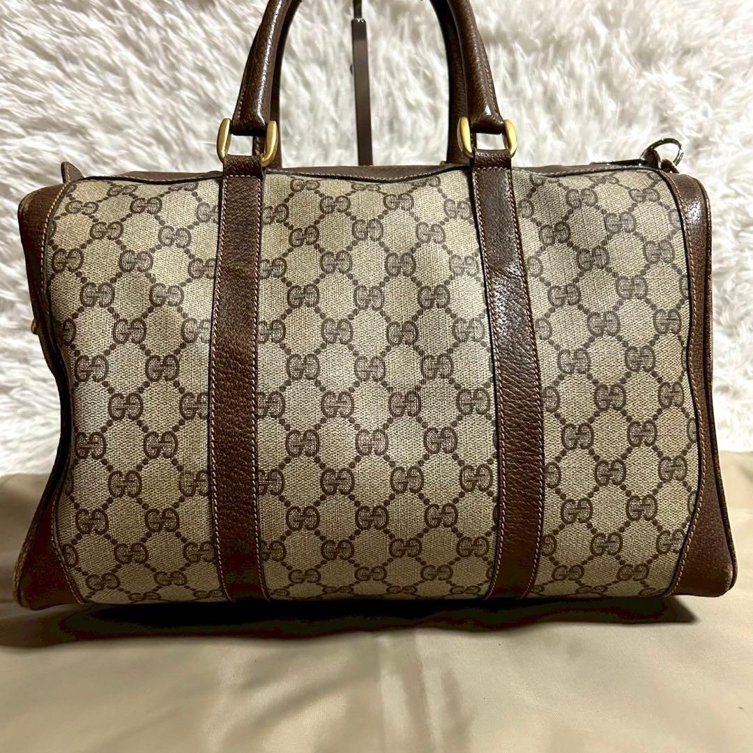 【正規品】オールドグッチ PVC ハンドバッグ ミニボストン ヴィンテージ 茶