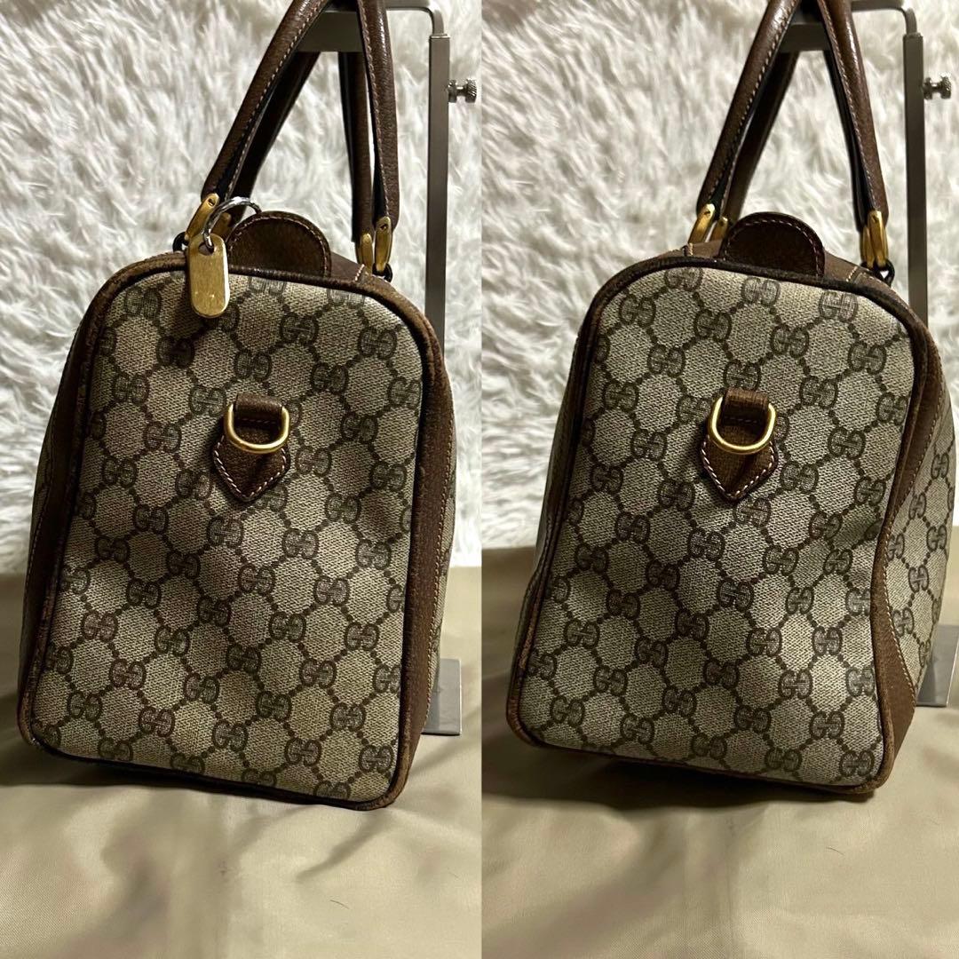 【正規品】オールドグッチ PVC ハンドバッグ ミニボストン ヴィンテージ 茶