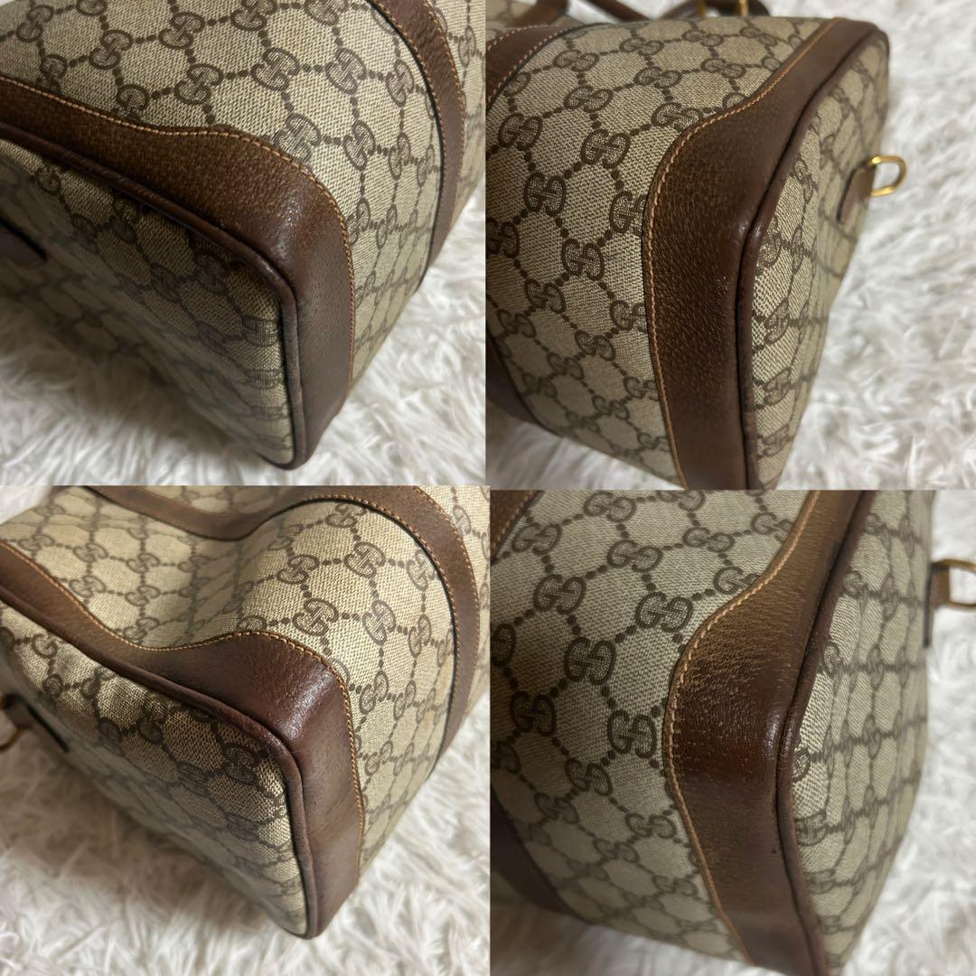 【正規品】オールドグッチ PVC ハンドバッグ ミニボストン ヴィンテージ 茶